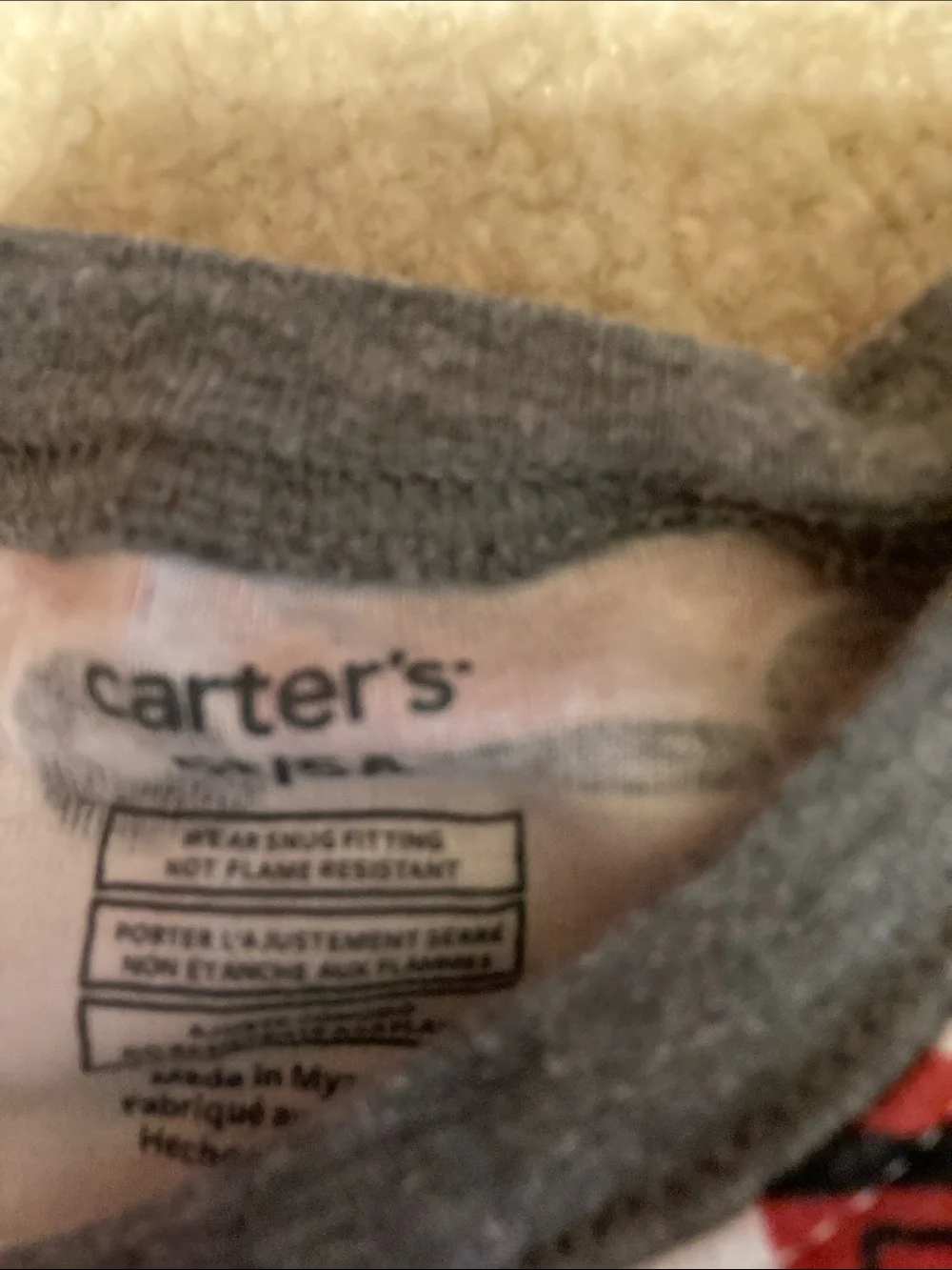 Carter's Toddler Fire Truck Pajama Set in Red, Gray, White - Picture 3 of 6